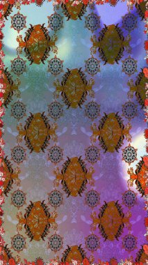 Kahverengi ve nötr renklerde. Çiçekli güzel suluboya desen. Raster illüstrasyonu.