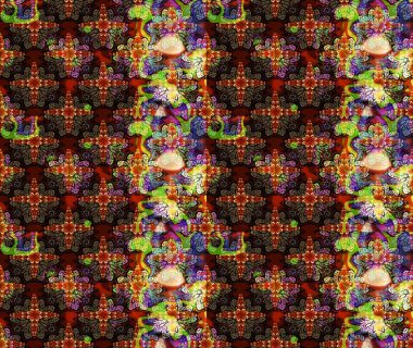 El çizimi çiçekli soyut çizim kalıbı. Kahverengi renkli çiçekler. Raster illüstrasyonu.