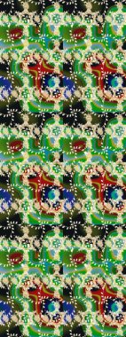 El çizimi çiçek çizimi deseni (fayans). Şirin çiçekli, desenli, yeşil renkli bir eskiz deseni. Tekstil için suluboya çizim deseni.