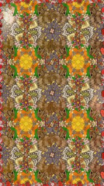 Çiçekler suluboya eskiz deseni. Raster Stili kumaş deseni.