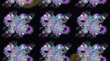 Şirin çiçek elementleri. Robot resim. Siyah renkli çiçekler. Raster illüstrasyonu.