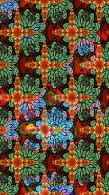 Şirin karalamalı çiçek desenli çizim. Raster illüstrasyonu. Raster illüstrasyonu. Eskiz stili yeşil renkler. El yapımı çiçek ve bitki koleksiyonu.