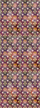 Tekstil için suluboya eskiz deseni. Şirin çiçekli, desenli, kahverengi renkli bir eskiz deseni. El çizimi çiçek çizimi deseni (fayans)).