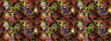 Bir sürü kahverengi ve siyah soyut çiçekli tropik eskiz deseni. Varicolobrown ve siyah raster çizimi. Küçük çiçekte sevimli çiçek deseni var..