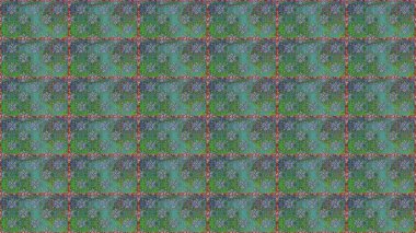 Raster illüstrasyonu. Eski usul. Kusursuz bir geçmişi var. Renkli desenli, yeşil çiçekli ve dekoratif elementli kusursuz desen. Kumaş, tekstil ve duvar kağıdı baskısı için..