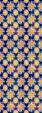 Mavi ve nötr renklerde manzaralı çiçek deseni. Çiçek kompozisyonu, el boyası, hassas şablon. Sevgililer günü ve tebrik kartı konsepti için şık bir davetiye. Üst görünüm, yumuşak biçim.