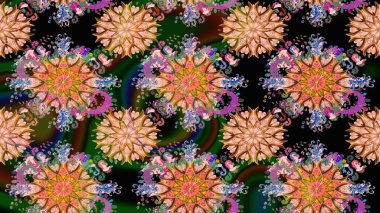 Renkli Bahar Teması eskiz kalıbı. Düz Çiçek Elementleri Tasarımı. Raster illüstrasyonundaki çiçek desenli çizim. Siyah renkte çiçekler.