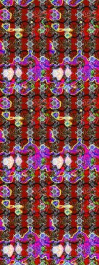 1950-1960 motifleri. Kırmızı ve gri üzerine kırmızı ve gri. Retro tekstil tasarım koleksiyonu. El çizimi çiçek unsurları olan soyut çizim raster deseni. Çiçekli ipek eşarp..