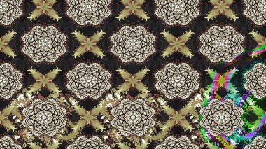 El çizimi Raster çizimi. Çizim çiçek deseni duvar kağıdı, web sitesi arka planı, ambalaj kağıdı, davetiye, broşür, afiş veya web sitesi için kullanılabilir. Parlak elementlerin.