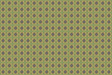 Damask pürüzsüz süsü. Klasik oryantal desen yeşil, bej ve gri renkler üzerinde. Geleneksel raster ve altın desen.