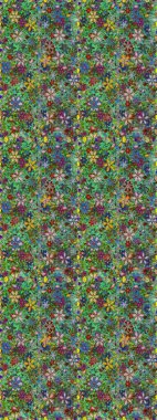 Tekstil için dikişsiz suluboya desen. Elle çizilmiş çiçek deseni (fayans). Sevimli çiçekleri, desenleri, yeşil renkleri olan renksiz desenler..