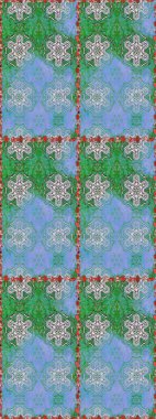 Düz Çiçek Elementleri Tasarım Raster illüstrasyonu. Çiçeksiz desenli arka plan. Mavi ve yeşil renkli çiçekler. Renkli Bahar Teması Kusursuz Arkaplan.