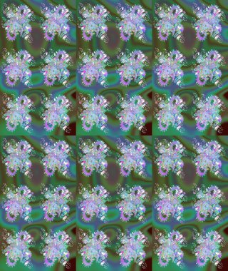 Renkli Bahar Teması eskiz kalıbı. Raster Modaya uygun kumaş deseni. Düz Çiçek Elementleri Tasarımı. Yeşil renkli şirin çiçek deseni.