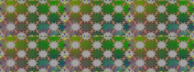 Raster floral pattern in doodle style with flowers. Gentle, cute floral background. Flowers on green and gray colors.