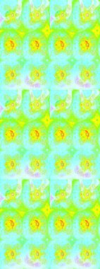 Çiçek desenli çizim. Raster illüstrasyonu. Yeşil renkli çiçekler. Raster illüstrasyonu. Asya tekstil tarzında.