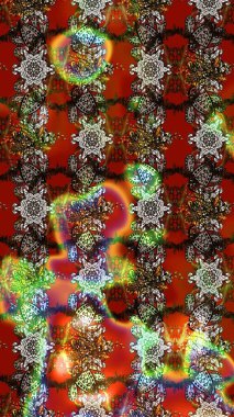 Raster illüstrasyonu. Chichi 'nin kumaş kalıbını çiz. Düz Çiçek Elementleri Tasarımı. Çiçek deseni. Renkli Bahar Teması çizim şablonu.