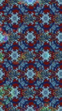 Düz Çiçek Elementleri Tasarımı. Renkli Bahar Teması eskiz kalıbı. Renkli şirin çiçek deseni. Raster Modaya uygun kumaş deseni.