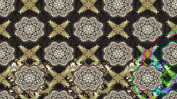 El çizimi Raster çizimi. Çizim çiçek deseni duvar kağıdı, web sitesi arka planı, ambalaj kağıdı, davetiye, broşür, afiş veya web sitesi için kullanılabilir. Parlak elementlerin.