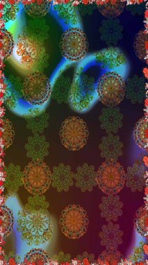 Organic motif background. Raster illustration. Ultrafashionable fabric pattern. Seamless pattern.