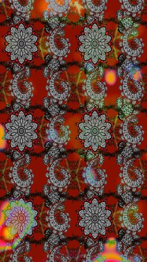 Klasik çiçekler. Yaz çiçekleri teması. Gri ve kırmızı renkler. Suluboya resim taklit Raster çizimi. El çizimi soyut süslü elementler.