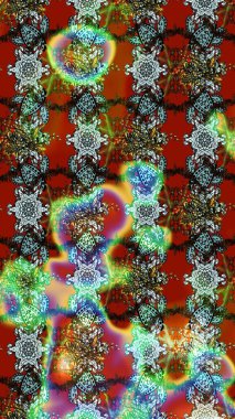 Renkli Bahar Teması eskiz kalıbı. Raster illüstrasyonu. Düz Çiçek Elementleri Tasarımı. Chichi 'nin kumaş kalıbını çiz. Çiçek deseni.