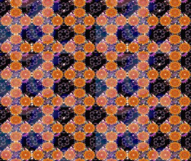 Turuncu renkli çiçekler. Düz Çiçek Elementleri Tasarımı. Sevimli çiçek raster deseni. Renkli Bahar Teması çizim şablonu.