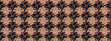 Raster illüstrasyonu. Taslak desenli, modaya uygun kumaş deseni. Renkli Bahar Teması eskiz kalıbı. Şirin çiçek elementleri. Düz Çiçek Elementleri Tasarımı.