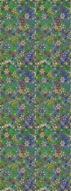 Yeşil ve mavi renkli yeşil ve mavi papatya deseni. Yeşil ve mavi renklerde. Raster illüstrasyonu.