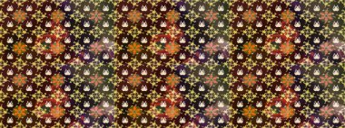 Suluboya çiçekli çiçek deseni. Raster illüstrasyonu. Kahverengi renkli güzel tekstil.