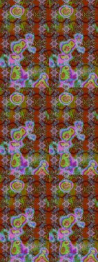 Raster illüstrasyonundaki çiçek desenli çizim. Çiçekler suluboya tarzında kahverengi, yeşil ve mavi renklerde.