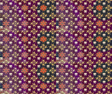 Düz Çiçek Elementleri Tasarımı. Sevimli çiçek raster deseni. Mor renkli çiçekler. Renkli Yaz Teması çizim şablonu.