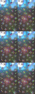 Gri ve mavi renklere karalamalar çizilmiş çiçek deseni. Raster illüstrasyonu.