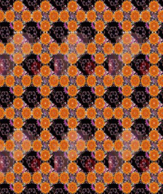 Tropik çiçekler. Gömlek, arka plan modelini çiz. Turuncu renkte çiçekler.