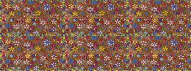 Zentangle soyut çiçekleri. Karalama çiçeği. Raster illüstrasyonu. Güzel kumaş deseni. Renkli Bahar Temalı Kusursuz Arkaplan. Düz Çiçek Elementleri Tasarımı.