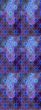 Yapraklı çiçekler ve mavi renkli papatya çiçekleri. Raster - stok. Taslak arkaplan deseni.