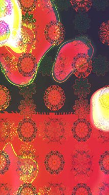 Çiçekli karalama şeklinde Raster çiçek deseni. Raster illüstrasyonu. Turuncu renkte yaz çiçekleri..