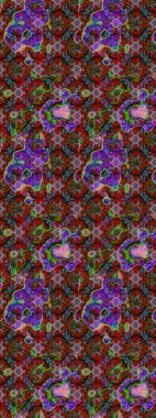 Sevimli çiçek raster deseni. Renkli Yaz Temalı eskiz kalıbı. Kırmızı ve kahverengi renkte çiçekler. Düz Çiçek Elementleri Tasarımı.