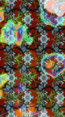 Tropik çiçek desenleri. Kahverengi ve yeşil renkli çiçekler. Raster illüstrasyonu.