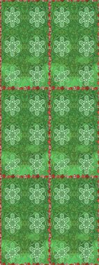 Raster illüstrasyonu. Yeşil ve nötr renklerde. Yeşil ve nötr papatyalardan oluşan yeşil ve nötr bir desen.