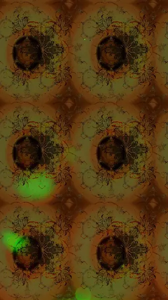 Yapraklı çiçekler ve kahverengi ve yeşil renklerde papatya çiçekleri. Raster - stok. Taslak arkaplan deseni.