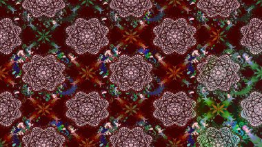 Raster deseni. Raster illüstrasyonu. Kahverengi renklerde. Küçük çiçekteki sevimli çiçek deseni. Soyut çiçek çizim kalıbı arkaplanı.