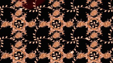 Renkli Bahar Teması eskiz kalıbı. Çiçek desenli çizim. Asya tekstil tarzında. Raster illüstrasyonu. Düz Çiçek Elementleri Tasarımı. Güzel kumaş deseni.