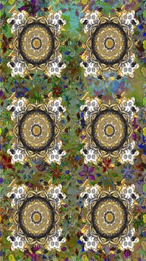 Klasik barok çiçek desenli, gri yerine altın desenli. Süslü raster dekorasyonu. Gri renklerdeki altın element. Lüks, kraliyet ve Viktorya dönemi konsepti.