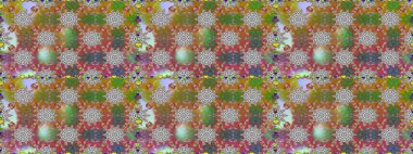 Raster Çiçek İllüstrasyonu güzel tekstil. Gri ve kahverengi renkte etnik çiçeklerle kusursuz bir desen..