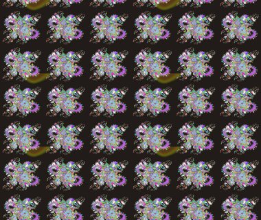 Gri renkli çiçekler. Hediye ambalaj kağıdı, tebrik kartları, posterler ve pankart tasarımı. Raster düz çiçek çizim deseni.