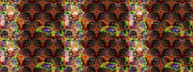 Suluboya etkisi. Organik elementler. Raster deseni. Botanik çizim deseni.