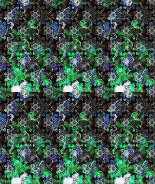 Raster illüstrasyonu. Gri renkli çiçekler. Çiçek desenli çizim. Renkli Bahar Teması eskiz kalıbı. Düz Çiçek Elementleri Tasarımı. Asya tekstil tarzında.