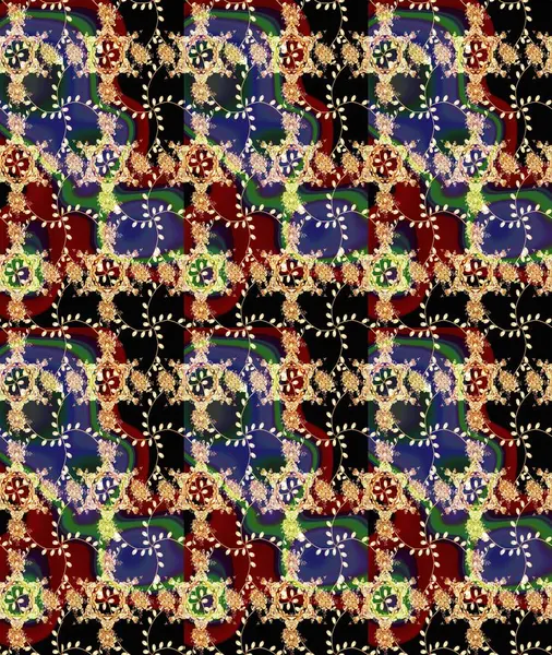 Yatak çarşafları, ceket, paket tasarımı, kumaş ve moda kavramları için tekstil baskısı. Eskiz modeli etnik tasarım. Çiçekleri, deniz kabukları, mandalaları ve suluboya efektleri olan deniz altyapısı.