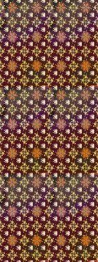 Parlak renkli fantezi çiçekleri, yapraklar, kahverengi renkli tomurcuklar, kahverengi. Suluboya el çizimi elementli çiçek çizimi deseni.