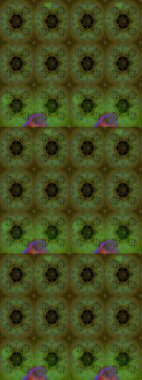 Çok yeşil ve gri zarif küçük çiçekler ve yeşil ve gri renkli komik böcekler, raster desen, illüstrasyon.